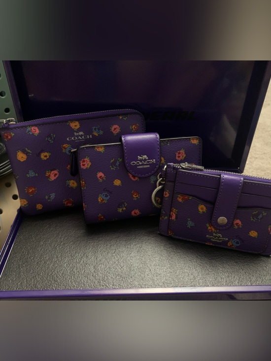 Coach Handbags - COACH Purple Floral Zip Wallet & Card Case Set